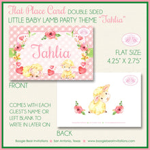 Load image into Gallery viewer, Pink Little Lamb Baby Shower Favor Card Appetizer Food Place Sign Label Girl Farm Animals Sheep Boogie Bear Invitations Tahlia Theme Printed