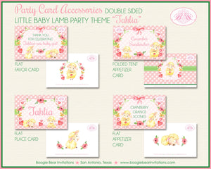 Pink Little Lamb Baby Shower Favor Card Appetizer Food Place Sign Label Girl Farm Animals Sheep Boogie Bear Invitations Tahlia Theme Printed