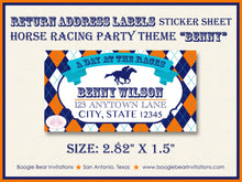 Load image into Gallery viewer, Horse Racing Birthday Party Invitation Orange Blue Kentucky Derby Race Track Boogie Bear Invitations Benny Theme Paperless Printable Printed