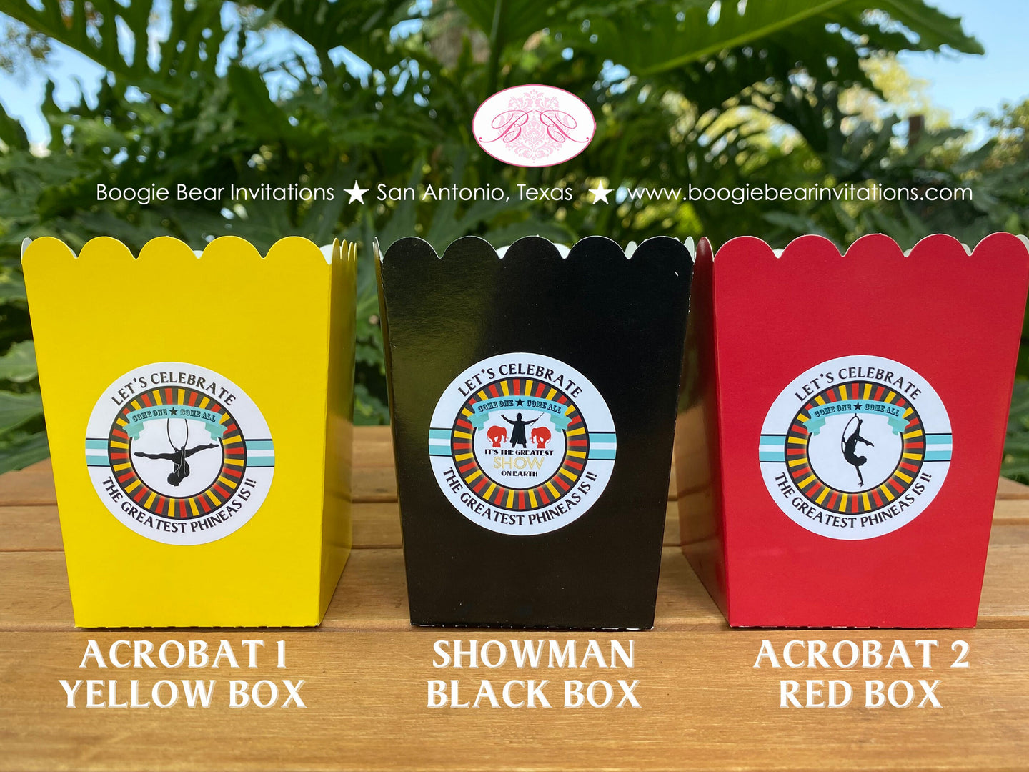 Circus Showman Party Popcorn Boxes Mini Food Birthday Big Top Greatest Show On Earth Animals Red Black Boogie Bear Invitations Phineas Theme