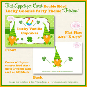 St. Patrick's Day Gnomes Birthday Party Favor Card Appetizer Food Place Sign Label Lucky Shamrock Boogie Bear Invitations Tristan Theme