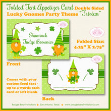 Load image into Gallery viewer, St. Patrick&#39;s Day Gnomes Birthday Party Favor Card Appetizer Food Place Sign Label Lucky Shamrock Boogie Bear Invitations Tristan Theme