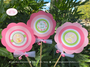 Pink Little Lamb Party Centerpiece Set Baby Shower Farm Animals Sheep Flower Green Butterfly Girl Heart Boogie Bear Invitations Tahlia Theme