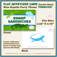 Load image into Gallery viewer, Reptile Birthday Party Favor Card Tent Place Food Label Appetizer Flat Snake Frog Lizard Jungle Zoo Boogie Bear Invitations Francois Theme