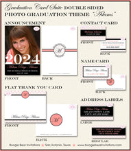 Load image into Gallery viewer, Modern Photo Graduation Announcement Thank You Contact Name Cards Graduate Party Suite 2022 2023 Boogie Bear Invitations Adams Theme Printed