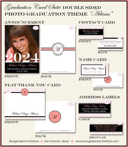 Modern Photo Graduation Announcement Thank You Contact Name Cards Graduate Party Suite 2022 2023 Boogie Bear Invitations Adams Theme Printed