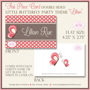 Little Butterfly Baby Shower Favor Card Tent Appetizer Party Food Red Pink Girl Garden Spring Boogie Bear Invitations Lillian Theme Printed