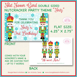 Nutcracker Birthday Party Favor Card Appetizer Food Place Sign Label Winter Christmas Boy Girl Ballet Boogie Bear Invitations Fritz Theme