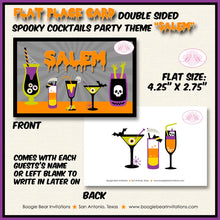 Load image into Gallery viewer, Spooky Cocktails Birthday Favor Party Card Tent Place Food Tag Appetizer Folded Flat Halloween Poison Boogie Bear Invitations Salem Theme