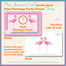 Load image into Gallery viewer, Pink Flamingo Birthday Party Favor Card Appetizer Food Place Sign Label Aqua Teal Turqouise Wild Girl Boogie Bear Invitations Stacey Theme