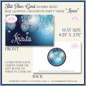 Blue Glowing Ornament Birthday Party Favor Card Place Food Tag Appetizer Girl Winter Christmas Sweet 16 Boogie Bear Invitations Krista Theme