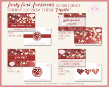 Load image into Gallery viewer, Cherry Blossom Party Favor Card Tent Appetizer Place Food Label Valentines Day Red Heart Flower Garden Boogie Bear Invitations Coppola Theme