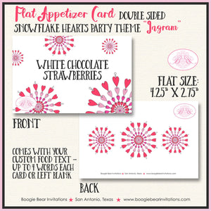 Snowflake Hearts Valentine's Party Favor Card Tent Appetizer Place Food Label Red Pink Day Love Snow Boogie Bear Invitations Ingram Theme