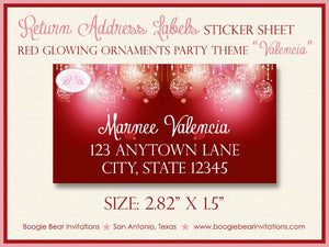 Red Glowing Ornaments Party Invitation Valentine's Day Love Star Lights Boogie Bear Invitations Valencia Theme Paperless Printable Printed