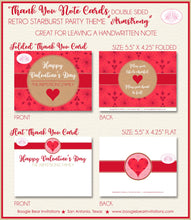 Load image into Gallery viewer, Retro Starburst Valentine&#39;s Thank You Card Party Day Radial Red Gold Heart Boogie Bear Invitations Armstrong Theme Printed