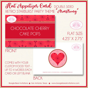 Retro Starburst Valentine's Party Favor Card Tent Appetizer Place Food Label Day Red Gold Heart Love Boogie Bear Invitations Armstrong Theme