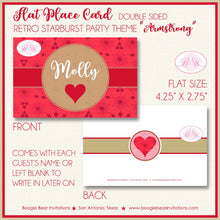 Load image into Gallery viewer, Retro Starburst Valentine&#39;s Party Favor Card Tent Appetizer Place Food Label Day Red Gold Heart Love Boogie Bear Invitations Armstrong Theme