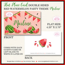 Load image into Gallery viewer, Red Watermelon Birthday Party Favor Card Appetizer Food Place Sign Label Girl Boy One In a Melon Green Boogie Bear Invitations Marlene Theme