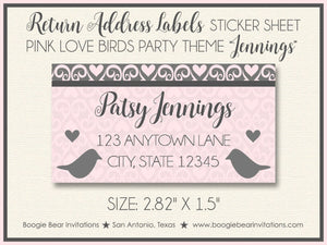 Pink Love Birds Valentine's Party Invitation Day Galentine's Dinner Sweet Boogie Bear Invitations Jennings Theme Paperless Printable Printed