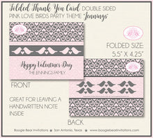 Load image into Gallery viewer, Pink Love Birds Valentine&#39;s Day Thank You Card Party Day Galentine&#39;s Dinner Sweet Heart Retro Boogie Bear Invitations Jennings Theme Printed