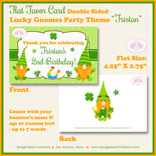 Load image into Gallery viewer, St. Patrick&#39;s Day Gnomes Birthday Party Favor Card Appetizer Food Place Sign Label Lucky Shamrock Boogie Bear Invitations Tristan Theme