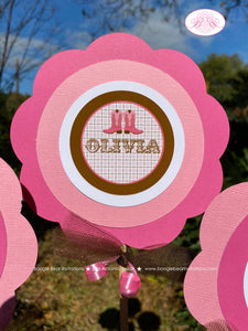 Pink Cowgirl Birthday Party Centerpiece Set Circle Horse Pony Girl Hat Boots Country Rodeo Hoedown Farm Boogie Bear Invitations Olivia Theme