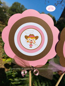 Pink Cowgirl Birthday Party Centerpiece Set Circle Horse Sheriff Girl Hat Boots Country Hoedown Farm Boogie Bear Invitations Molly Theme