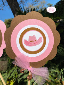 Pink Cowgirl Birthday Party Centerpiece Set Circle Horse Sheriff Girl Hat Boots Country Hoedown Farm Boogie Bear Invitations Molly Theme