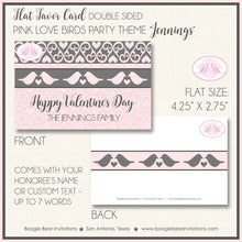 Load image into Gallery viewer, Pink Love Birds Party Favor Card Tent Appetizer Place Food Label Valentines Day Party Dinner Heart Boogie Bear Invitations Jennings Theme