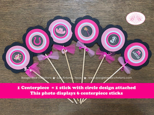 Pink Cowgirl Birthday Party Centerpiece Set Circle Horse Lasso Girl Hat Boots Country Black Chalkboard Boogie Bear Invitations Annie Theme