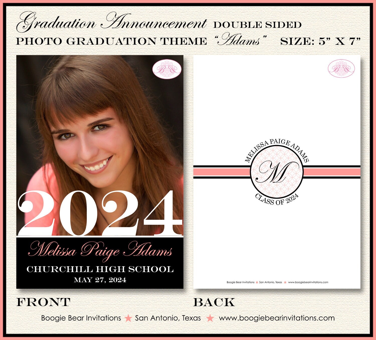 Modern Photo Graduation Announcement Thank You Contact Name Cards Grad Boogie Bear Invitations Modern Photo Graduation Announcement Thank You Contact Name Cards Grad Boogie Bear Invitations