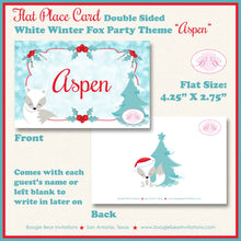 Load image into Gallery viewer, Woodland Winter Fox Party Favor Card Tent Place Food Baby Shower Arctic Christmas Snow Red Birthday Wild Boogie Bear Invitations Aspen Theme