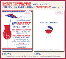 Load image into Gallery viewer, 4th of July Party Invitations Fireworks Potluck Fireworks Red White Blue Boogie Bear Invitations Roosevelt Theme Paperless Printable Printed