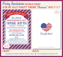 Load image into Gallery viewer, 4th of July Stripes Party Invitation Red White Blue Stars Independence Day Boogie Bear Invitations Sherman Theme Paperless Printable Printed