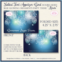 Load image into Gallery viewer, Blue Glowing Ornament Birthday Party Favor Card Place Food Tag Appetizer Girl Winter Christmas Sweet 16 Boogie Bear Invitations Krista Theme