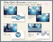 Load image into Gallery viewer, Blue Glowing Ornament Birthday Party Favor Card Place Food Tag Appetizer Girl Winter Christmas Sweet 16 Boogie Bear Invitations Krista Theme