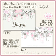 Load image into Gallery viewer, Pink Mason Jars Party Favor Card Tent Appetizer Place Food Label Valentines Day Birds Woodland Forest Boogie Bear Invitations Stafford Theme