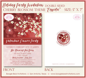 Cherry Blossom Party Invitation Valentine Day Red Flower Garden Spring Tea Boogie Bear Invitations Coppola Theme Paperless Printable Printed