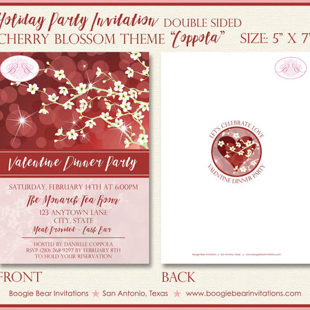 Cherry Blossom Party Invitation Valentine Day Red Flower Garden Spring Tea Boogie Bear Invitations Coppola Theme Paperless Printable Printed