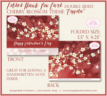 Load image into Gallery viewer, Cherry Blossom Valentine&#39;s Day Thank You Card Party Red Flower Garden Outdoor Picnic Spring Boogie Bear Invitations Coppola Theme Printed