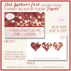 Cherry Blossom Party Favor Card Tent Appetizer Place Food Label Valentines Day Red Heart Flower Garden Boogie Bear Invitations Coppola Theme