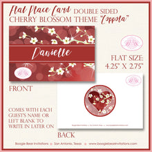 Load image into Gallery viewer, Cherry Blossom Party Favor Card Tent Appetizer Place Food Label Valentines Day Red Heart Flower Garden Boogie Bear Invitations Coppola Theme