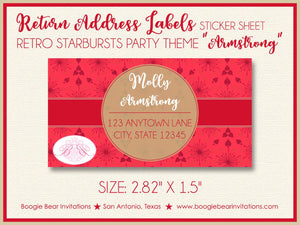 Retro Starburst Valentine's Party Invitation Day Radial Red Gold Heart Boogie Bear Invitations Armstrong Theme Paperless Printable Printed