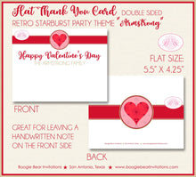 Load image into Gallery viewer, Retro Starburst Valentine&#39;s Thank You Card Party Day Radial Red Gold Heart Boogie Bear Invitations Armstrong Theme Printed