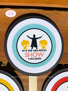 Circus Showman Party Cupcake Toppers Birthday Animals Boy Girl Greatest Show on Earth Big Top Trapeze Boogie Bear Invitations Phineas Theme