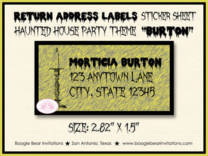 Haunted House Party Invitation Halloween All Hallows Eve Black Yellow Scary Boogie Bear Invitations Burton Theme Paperless Printable Printed