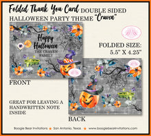 Load image into Gallery viewer, Halloween Witch Party Thank You Card Note Gift Pumpkin Cocktail Spiderweb Orange Black Cauldron Boogie Bear Invitations Craven Theme Printed