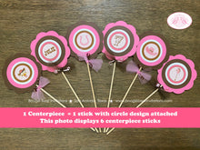 Load image into Gallery viewer, Pink Cowgirl Birthday Party Centerpiece Set Circle Horse Pony Girl Hat Boots Country Rodeo Hoedown Farm Boogie Bear Invitations Julie Theme