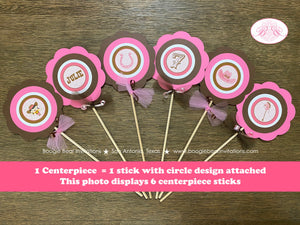 Pink Cowgirl Birthday Party Centerpiece Set Circle Horse Pony Girl Hat Boots Country Rodeo Hoedown Farm Boogie Bear Invitations Julie Theme