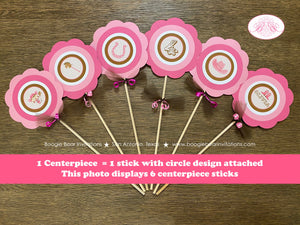 Pink Cowgirl Birthday Party Centerpiece Set Circle Horse Pony Girl Hat Boots Country Rodeo Hoedown Farm Boogie Bear Invitations Olivia Theme